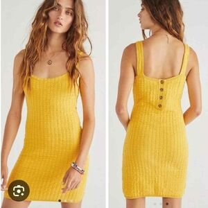 Free People Bech Yellow Sleeveless Knit Dress Size SMALL